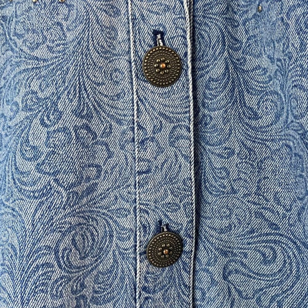 Vintage Saint Germain Blue Floral Motif Western Denim Jacket Women's Size Large - Picture 8 of 13